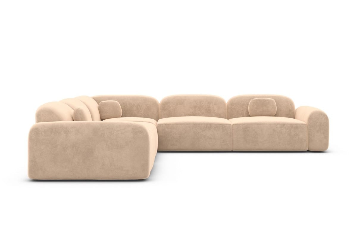Ecksofa Barcelona L-Form aus Stoff Beige