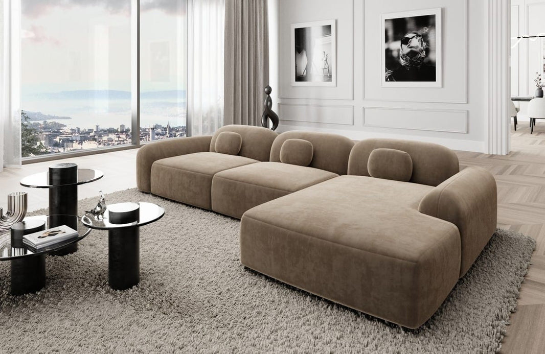 Ecksofa Barcelona L-Form aus Stoff Kurz