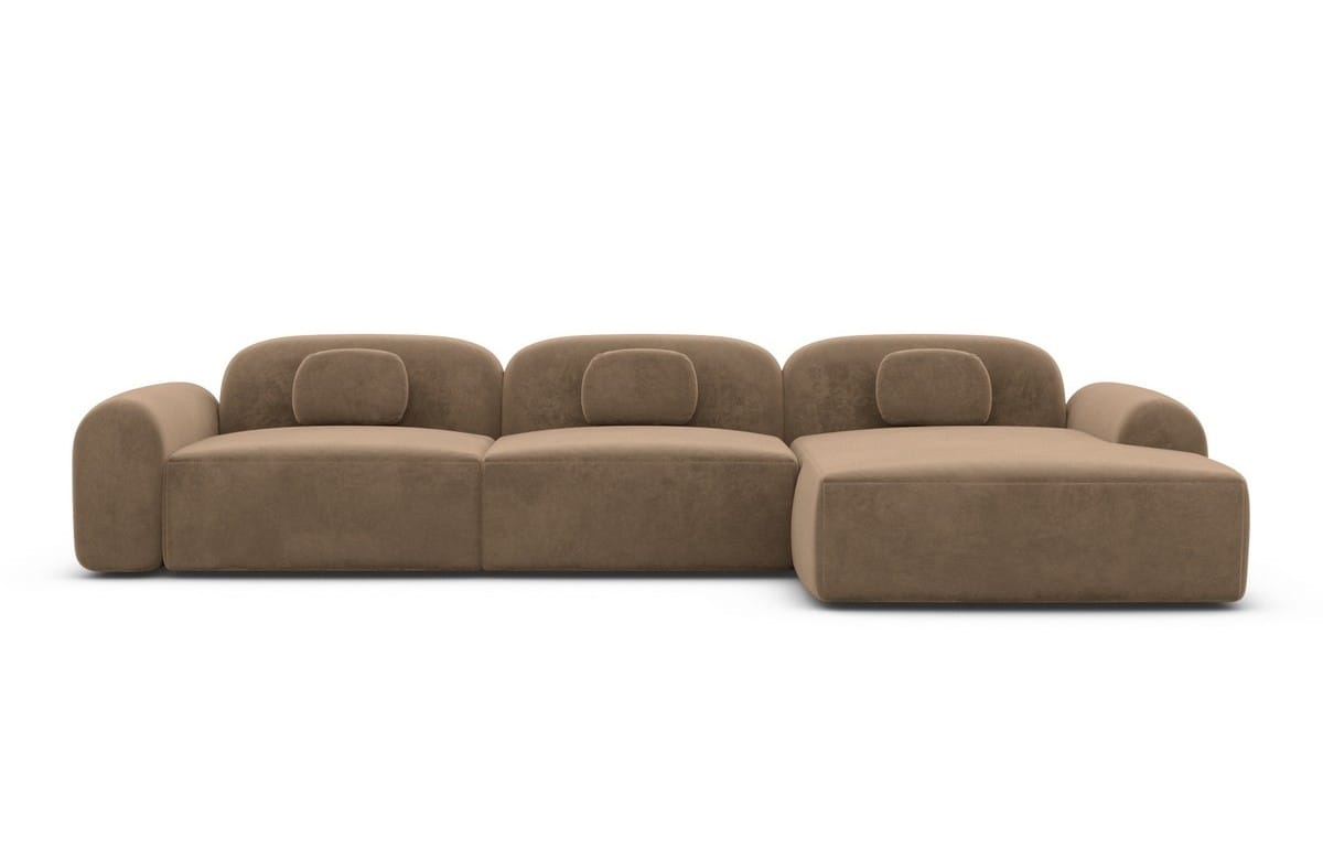 Ecksofa Barcelona L-Form aus Stoff Kurz Braun