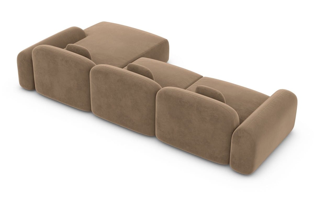 Ecksofa Barcelona L-Form aus Stoff Kurz Braun