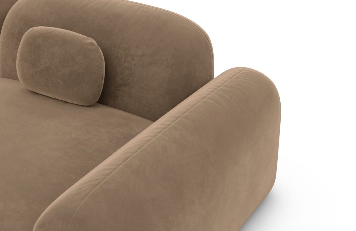 Ecksofa Barcelona L-Form aus Stoff Kurz Braun