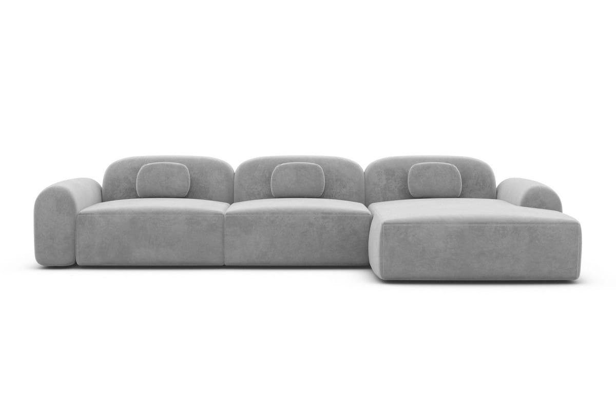 Ecksofa Barcelona L Form aus Stoff Kurz hellgrau