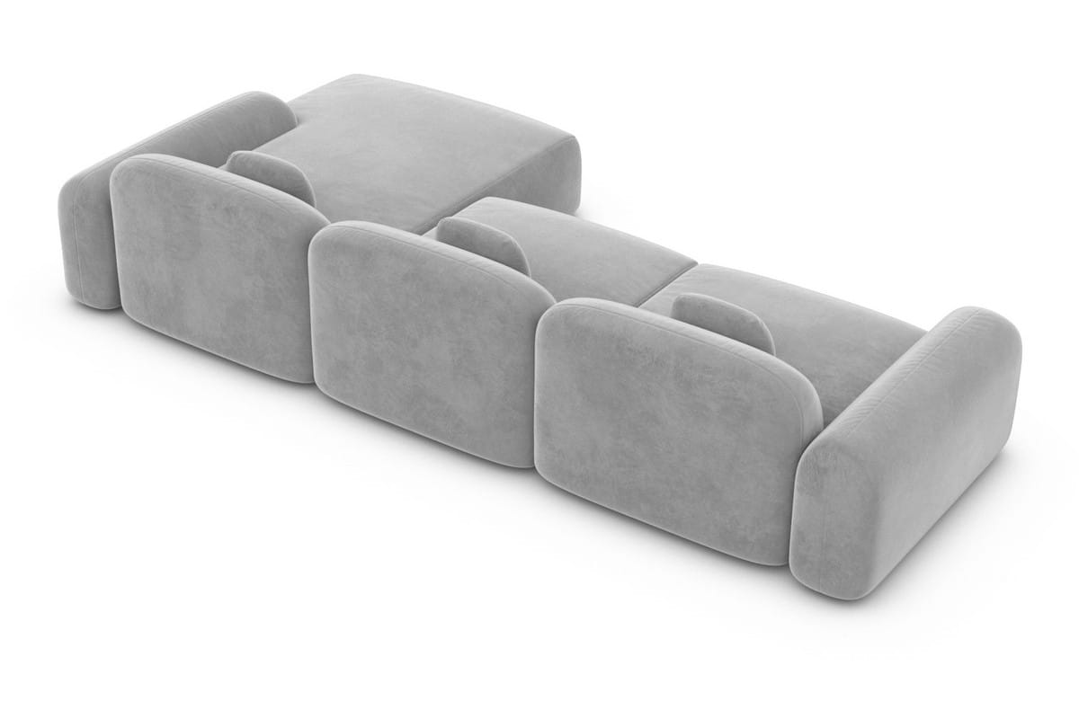 Ecksofa Barcelona L Form aus Stoff Kurz hellgrau