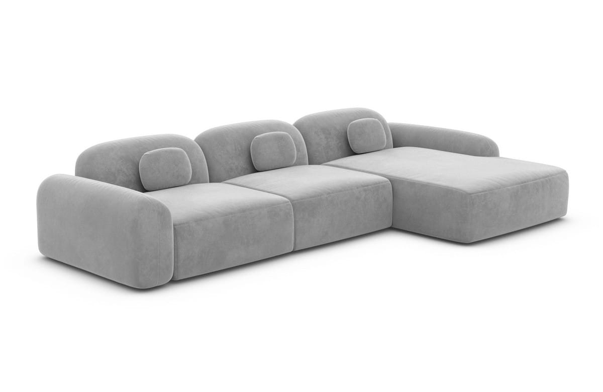 Ecksofa Barcelona L Form aus Stoff Kurz hellgrau