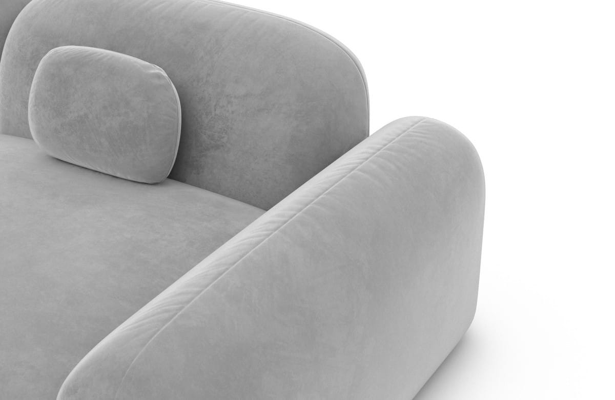 Ecksofa Barcelona L Form aus Stoff Kurz hellgrau