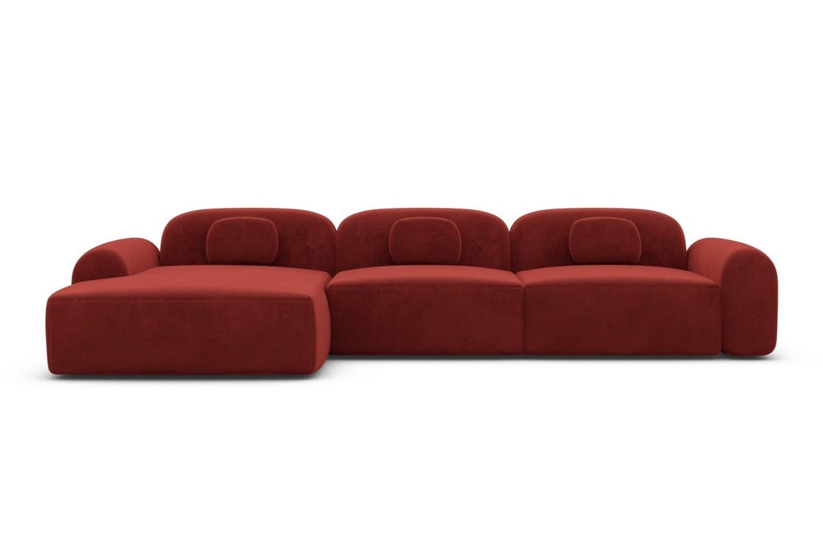 Ecksofa Barcelona L-Form aus Stoff Kurz Rot