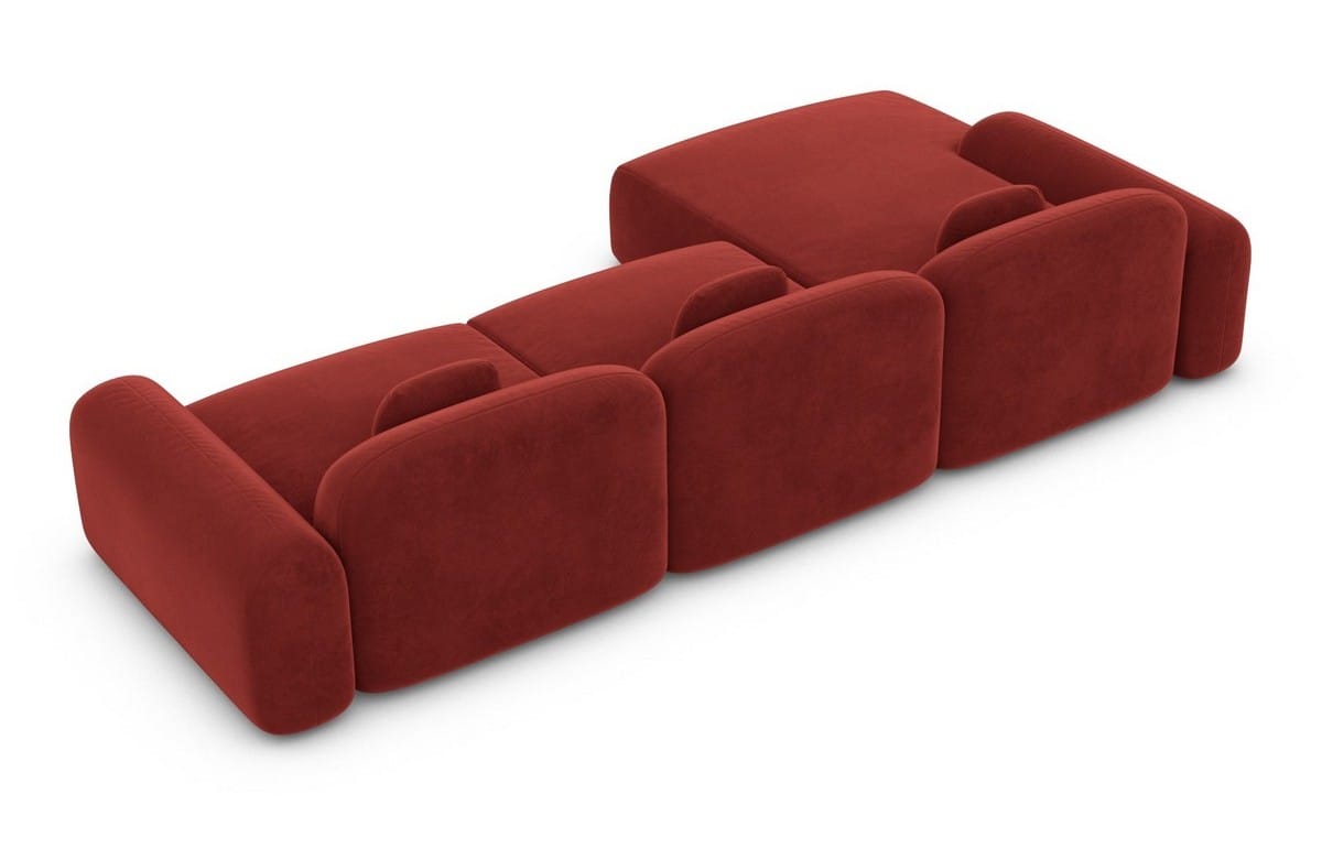 Ecksofa Barcelona L-Form aus Stoff Kurz Rot