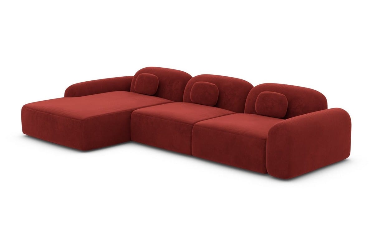 Ecksofa Barcelona L-Form aus Stoff Kurz Rot