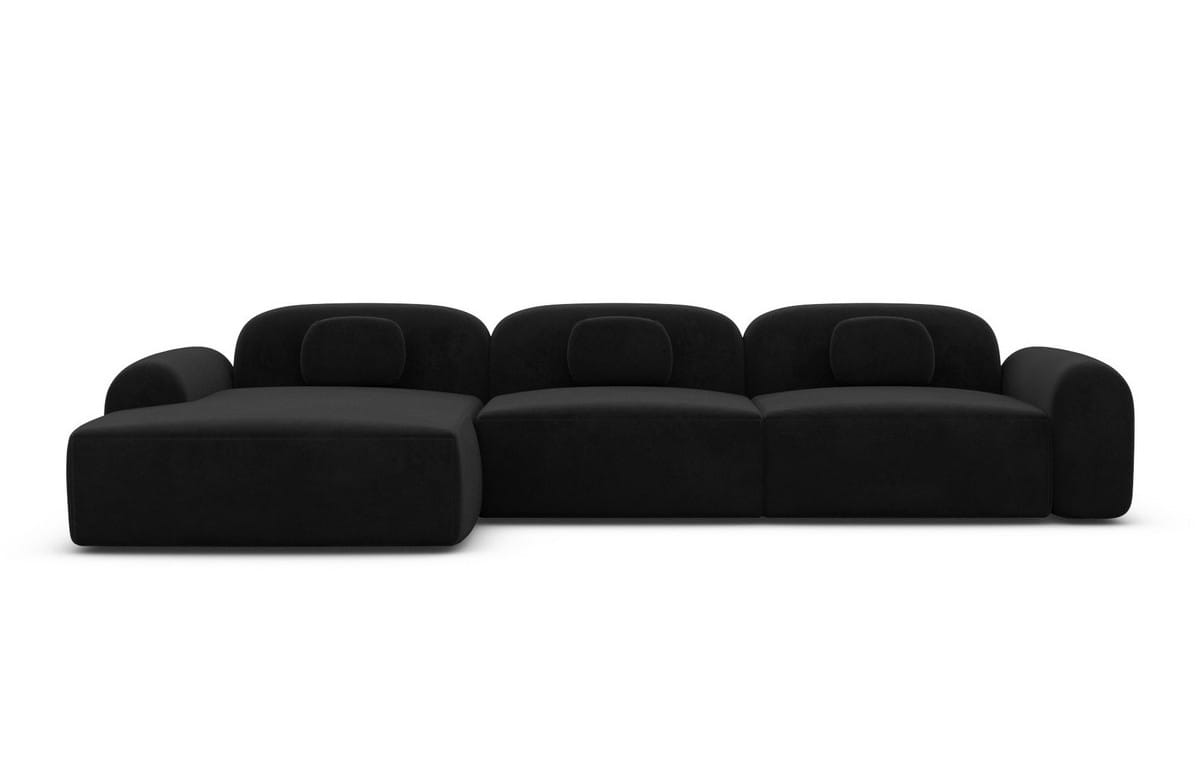 Ecksofa Barcelona L Form aus Stoff Kurz schwarz
