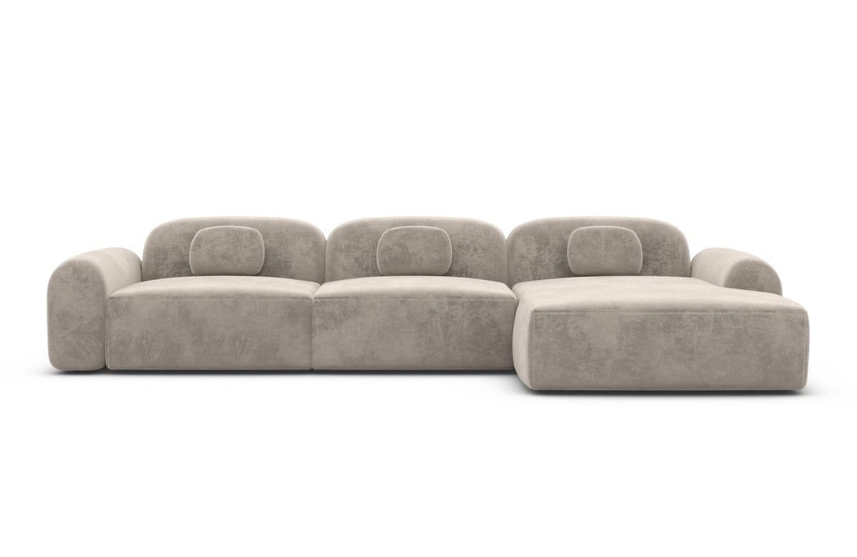 Ecksofa Barcelona L Form aus Stoff Kurz schwarz