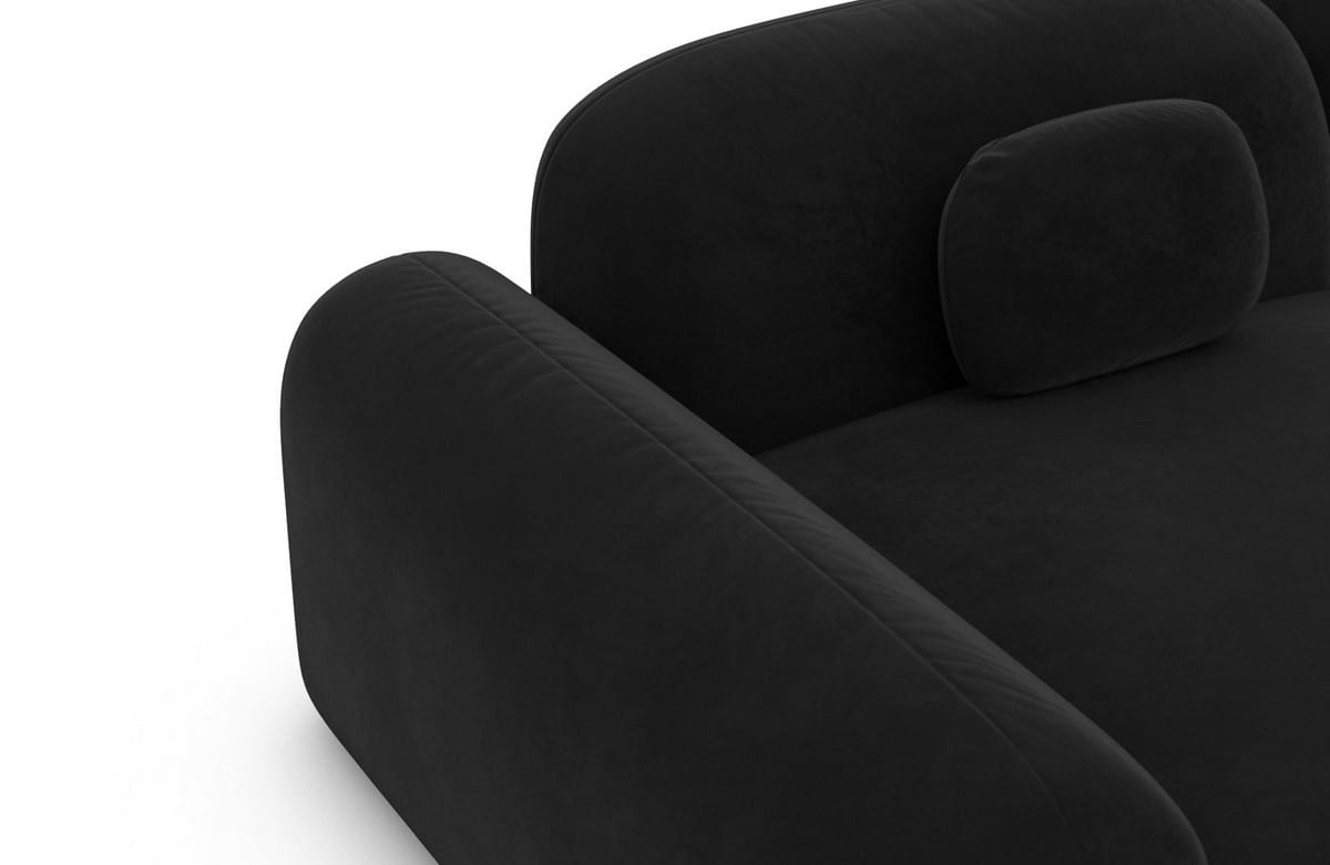 Ecksofa Barcelona L Form aus Stoff Kurz schwarz