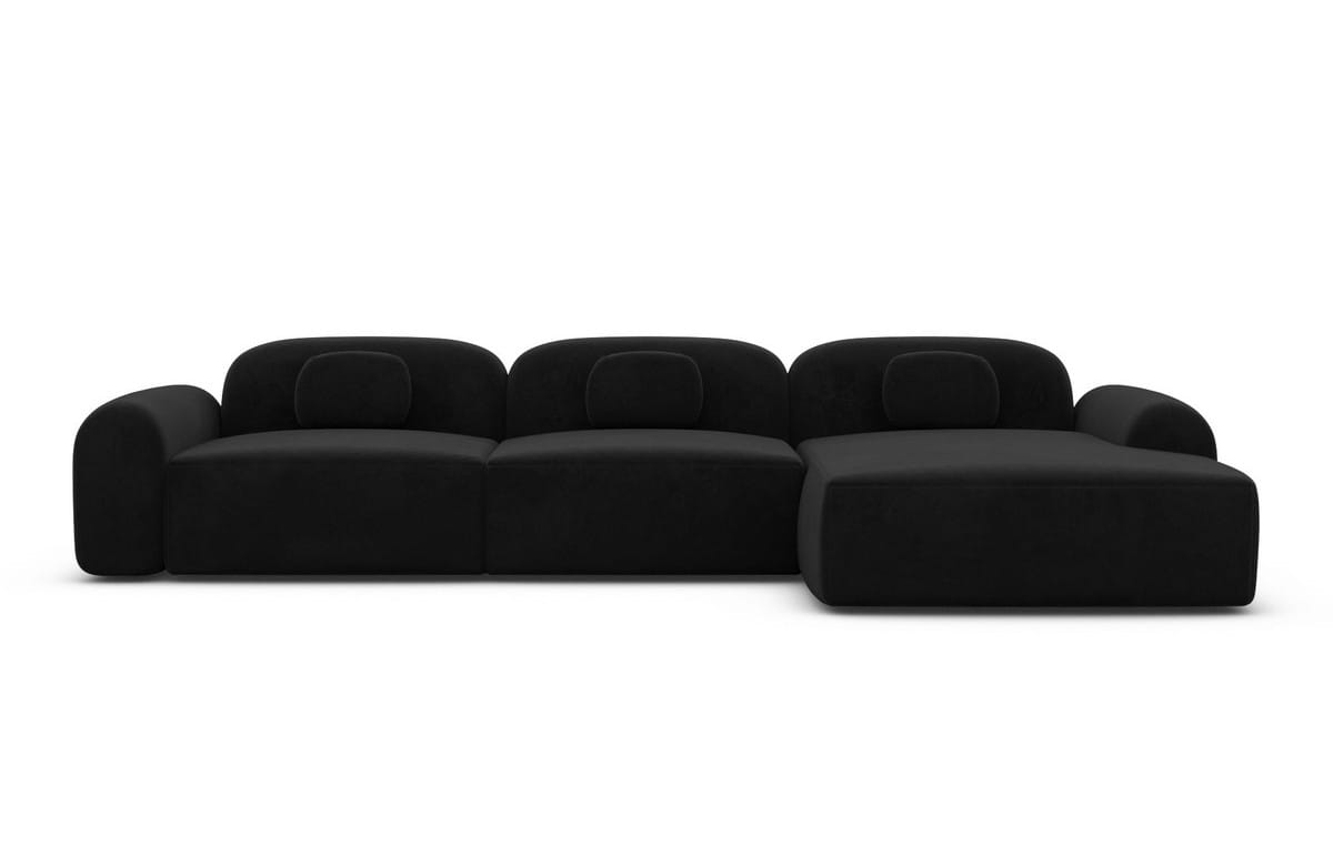 Polster Ecksofa Barcelona L-Form Kurz Schwarz