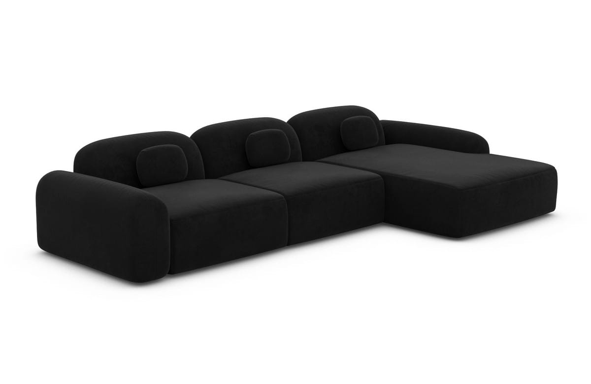 Polster Ecksofa Barcelona L-Form Kurz Schwarz