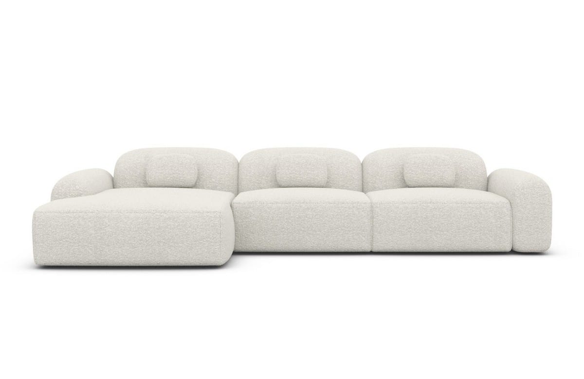 Ecksofa Barcelona L-Form aus Stoff Kurz Weiß