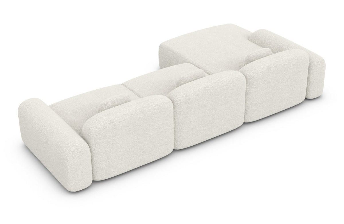 Ecksofa Barcelona L-Form aus Stoff Kurz Weiß