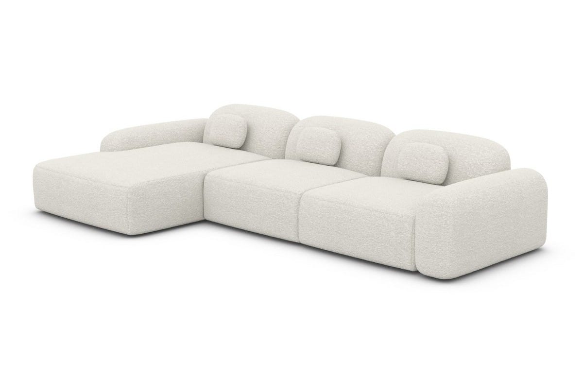 Ecksofa Barcelona L-Form aus Stoff Kurz Weiß