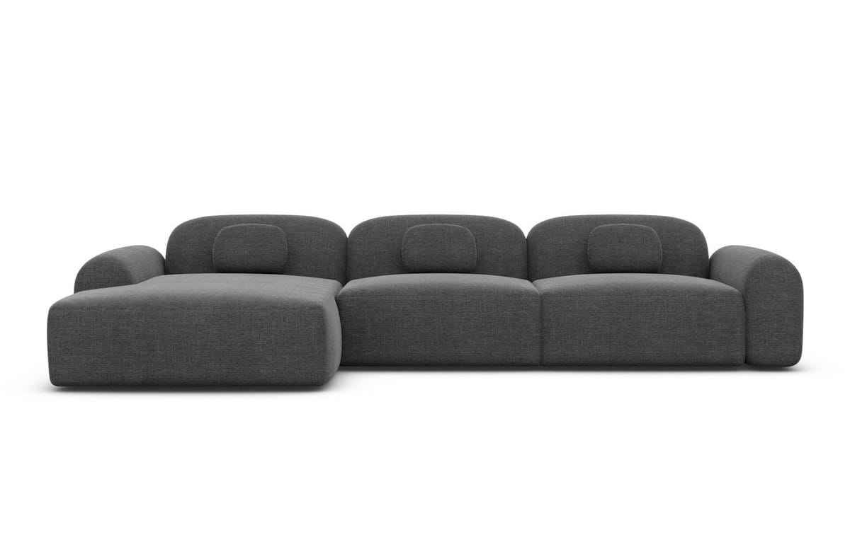 Polster Ecksofa Barcelona L-Form Kurz Anthrazit