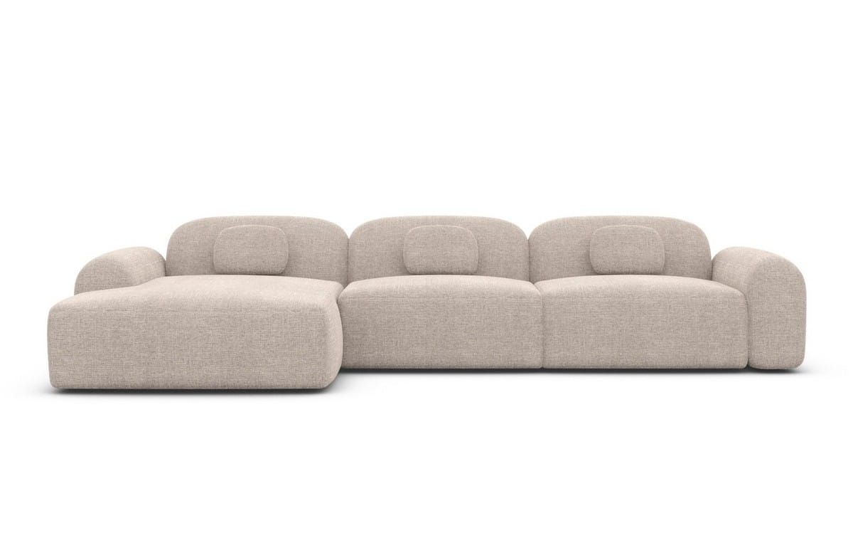 Polster Ecksofa Barcelona L-Form Kurz Beige