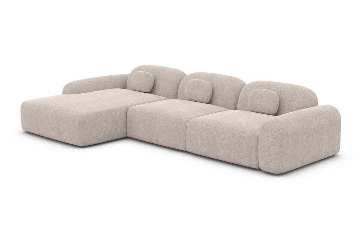 Polster Ecksofa Barcelona L-Form Kurz Beige