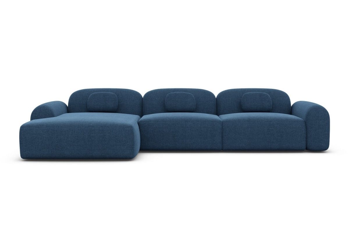 Ecksofa Barcelona L-Form aus Stoff Kurz Blau