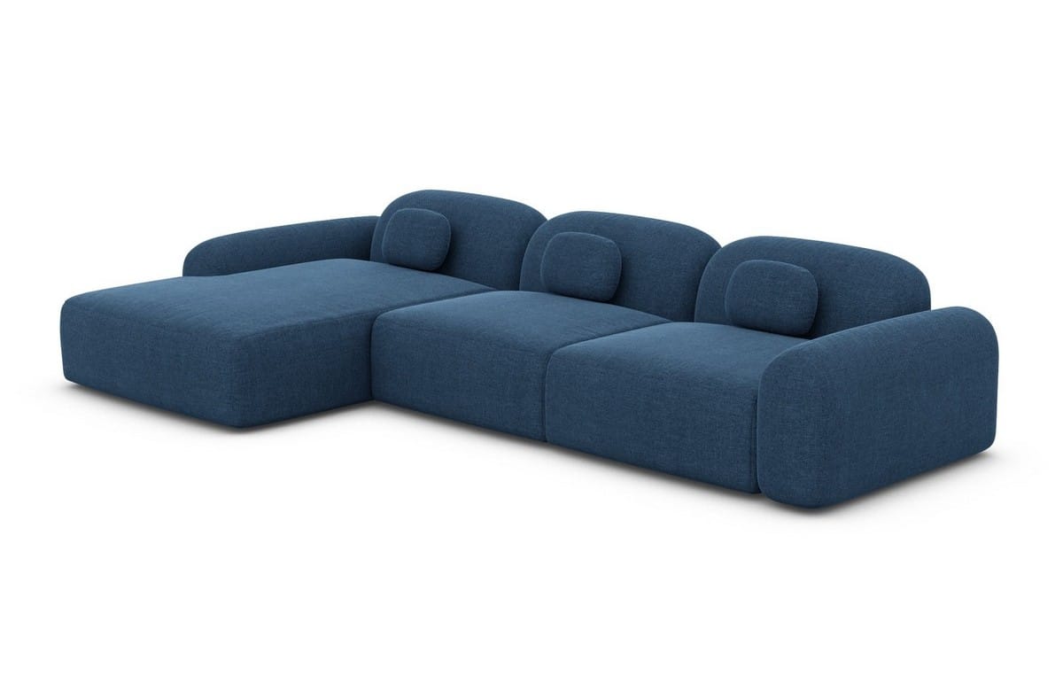 Ecksofa Barcelona L-Form aus Stoff Kurz Blau