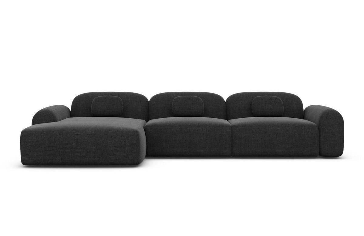 Polster Ecksofa Barcelona L-Form Kurz Schwarz