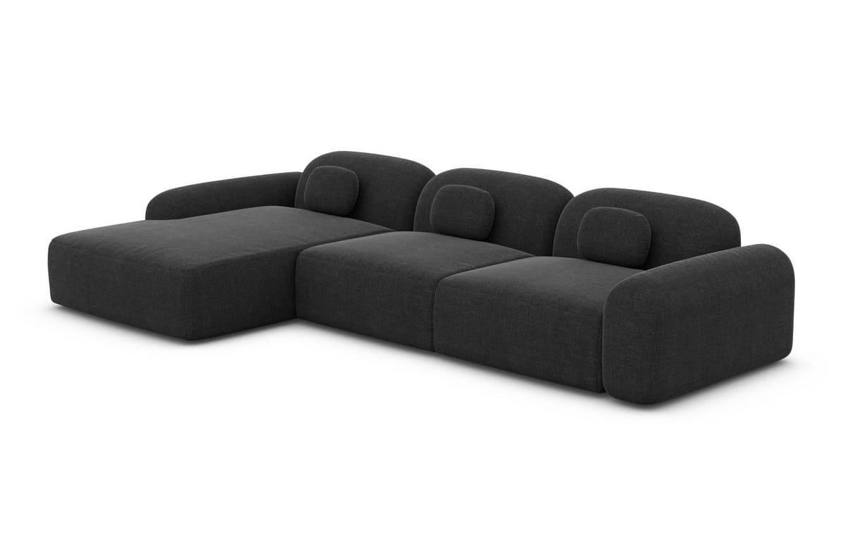 Polster Ecksofa Barcelona L-Form Kurz Schwarz
