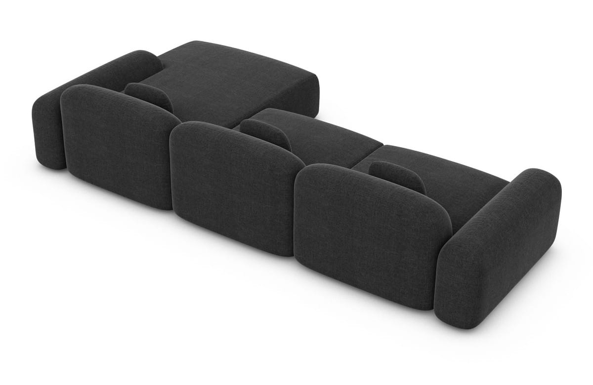 Ecksofa Barcelona L-Form aus Stoff Kurz Schwarz