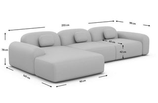 Ecksofa Barcelona L-Form aus Stoff Kurz Schwarz