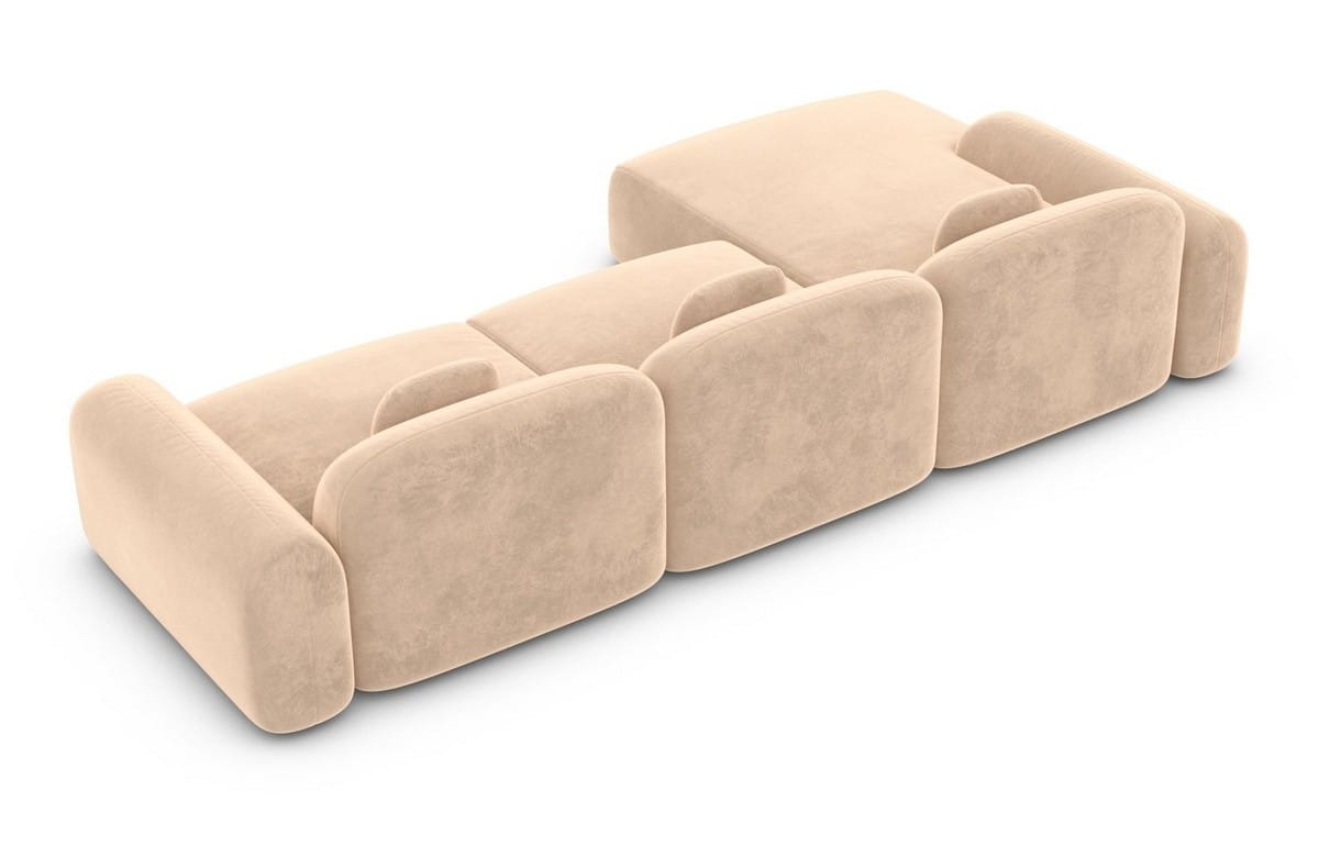 Ecksofa Barcelona L-Form aus Stoff Kurz Beige