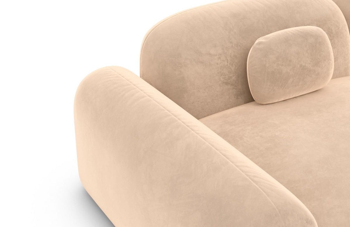 Ecksofa Barcelona L-Form aus Stoff Kurz Beige
