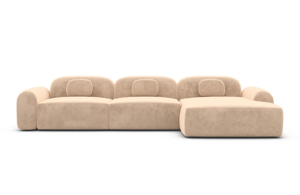 Polster Ecksofa Barcelona L-Form Kurz Beige