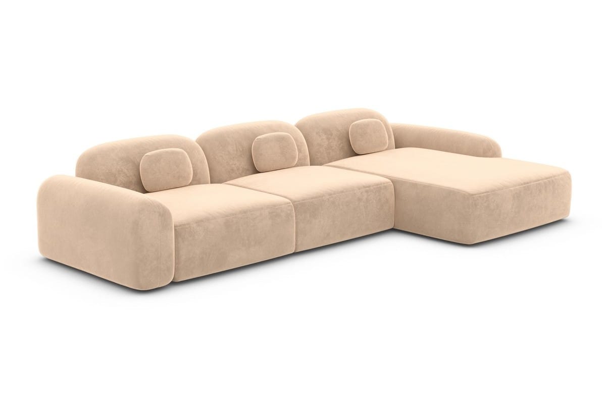 Polster Ecksofa Barcelona L-Form Kurz Beige
