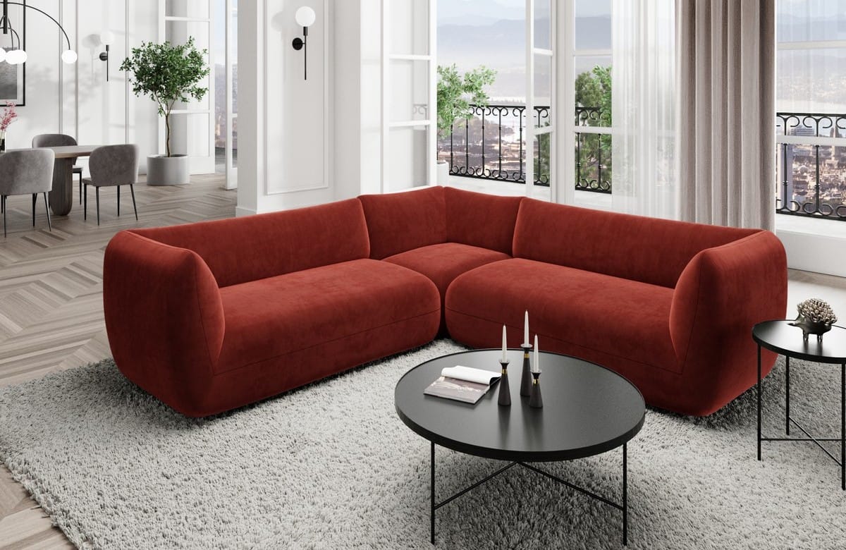 Couch Madrid L-Form in Stoff Rot