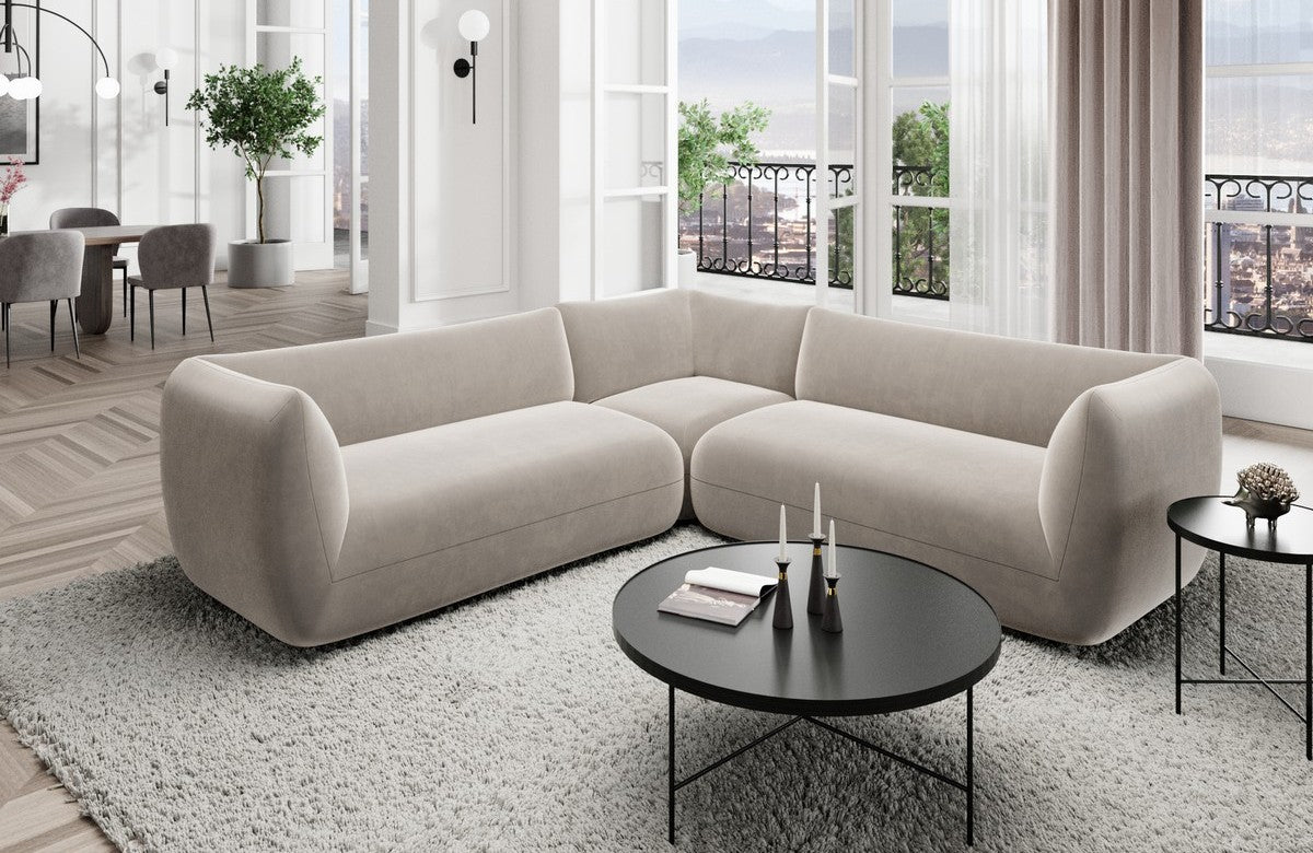 Ecksofa Madrid Stoff L-Form Sand