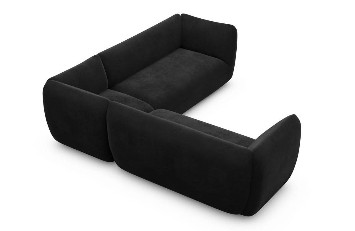 Couch Madrid L-Form in Stoff Schwarz