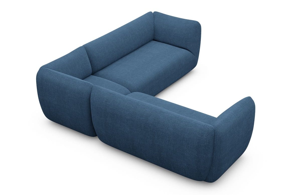 Couch Madrid L-Form in Stoff Blau