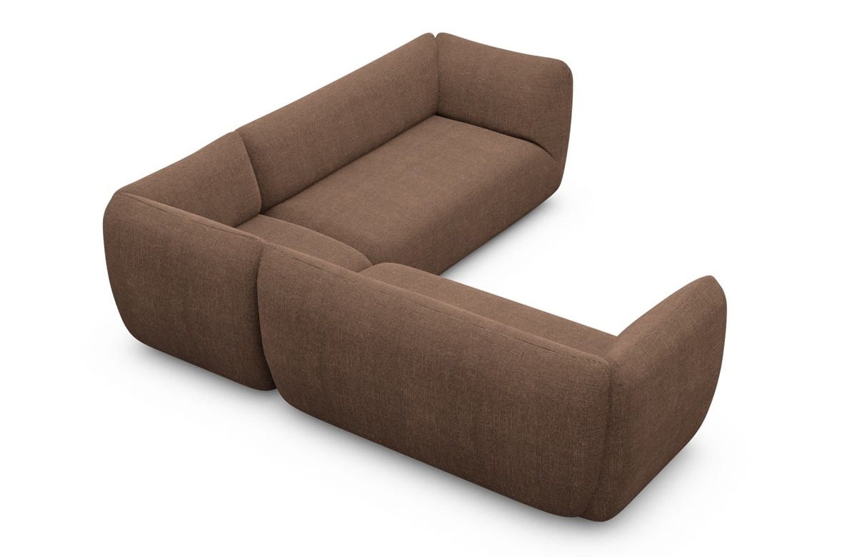Couch Madrid L-Form in Stoff braun