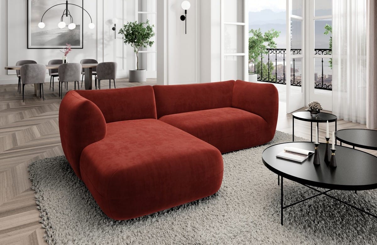 Stoff Ecksofa Madrid L-Form Rot