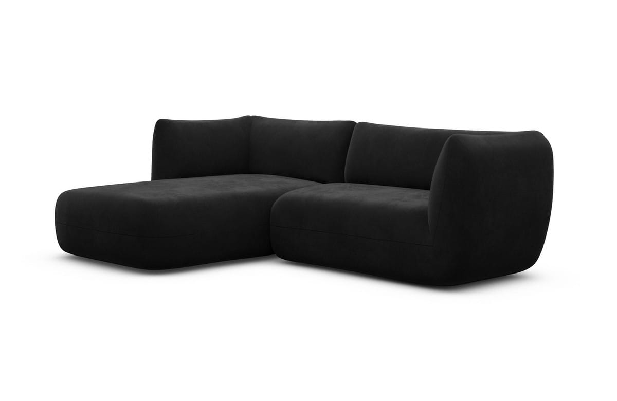 Stoff Ecksofa Madrid L-Form Schwarz