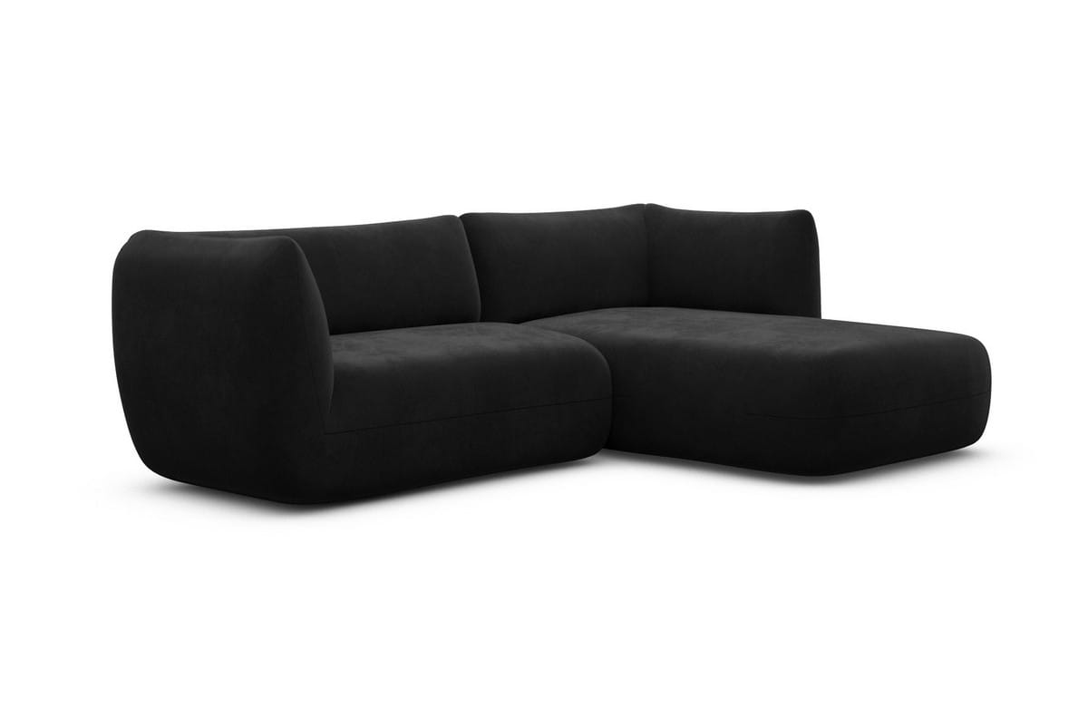 Ecksofa Madrid L Form Stoff Schwarz