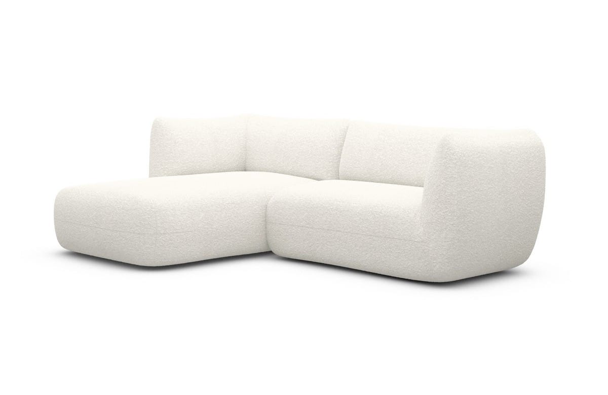 Stoff Ecksofa Madrid L-Form Weiß