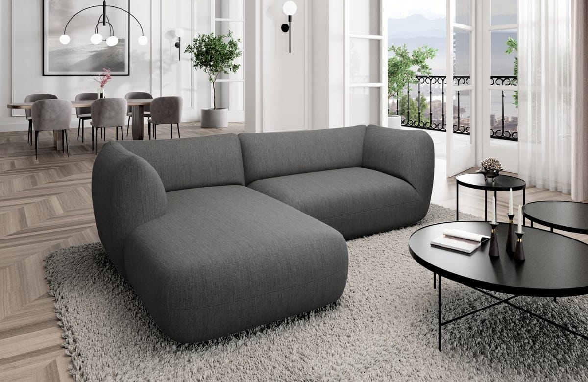 Stoff Ecksofa Madrid L-Form Anthrazit