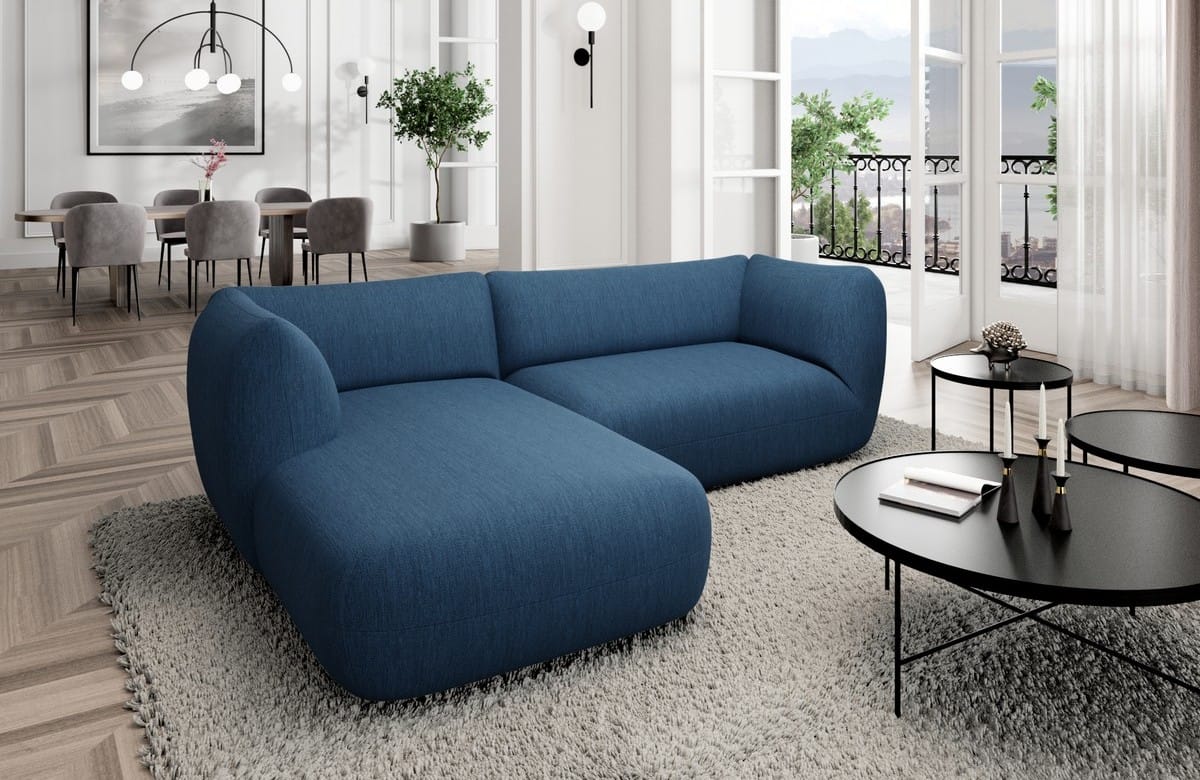 Stoff Ecksofa Madrid L-Form Blau