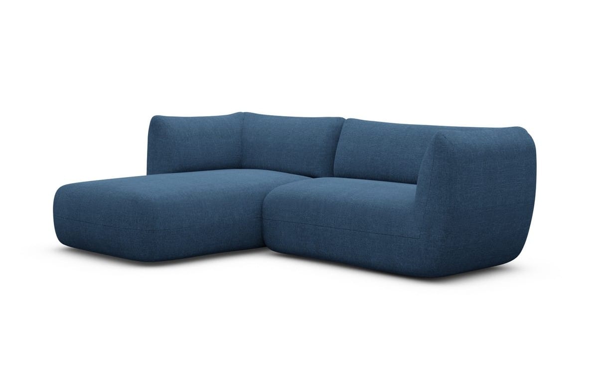 Stoff Ecksofa Madrid L-Form Blau
