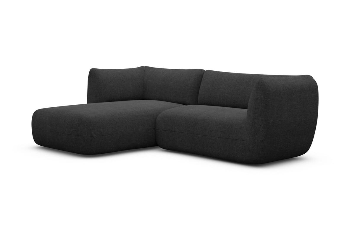 Ecksofa Madrid L Form Stoff Schwarz