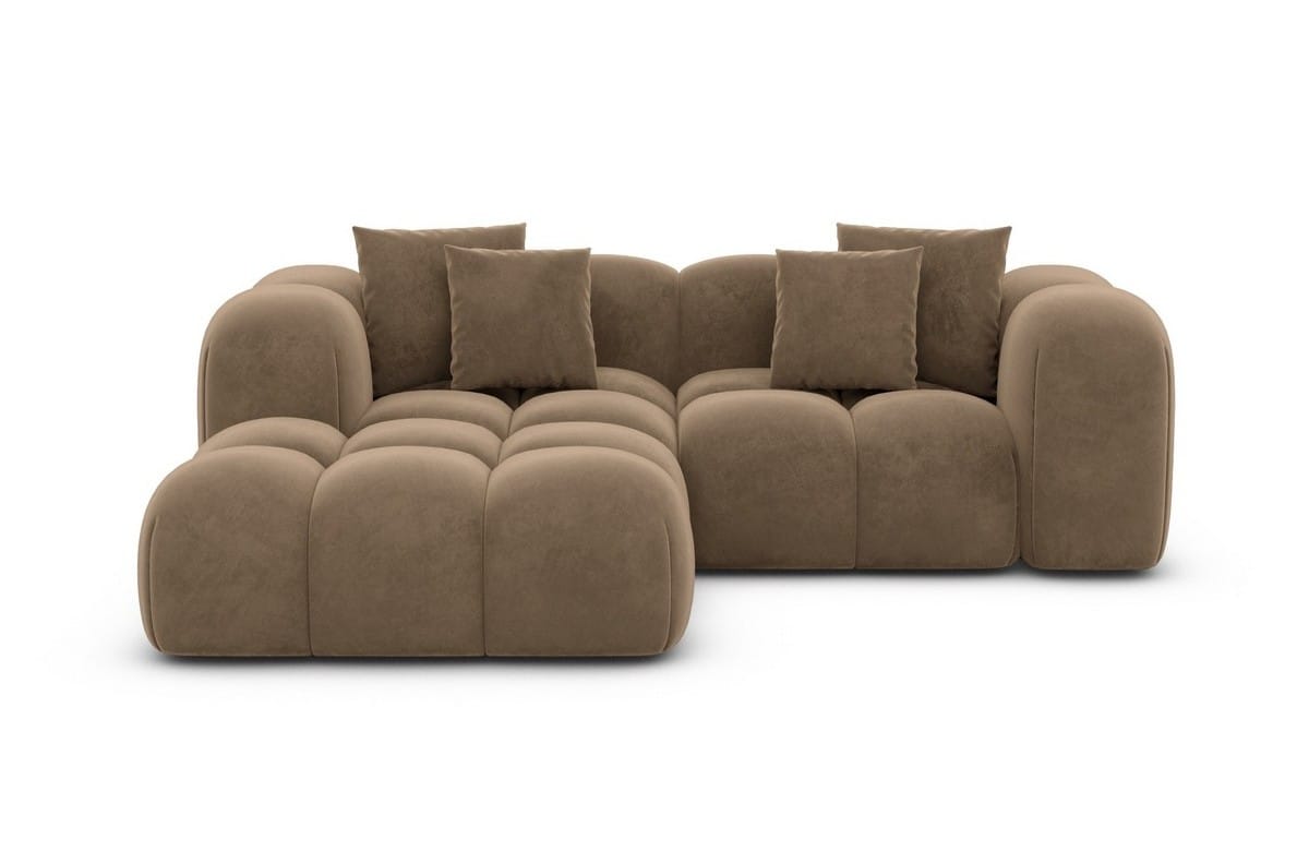 Mini Stoff Ecksofa Formentera L-Form Braun