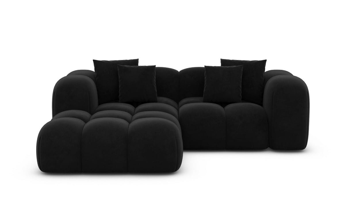 Mini Stoff Ecksofa Formentera L-Form Schwarz