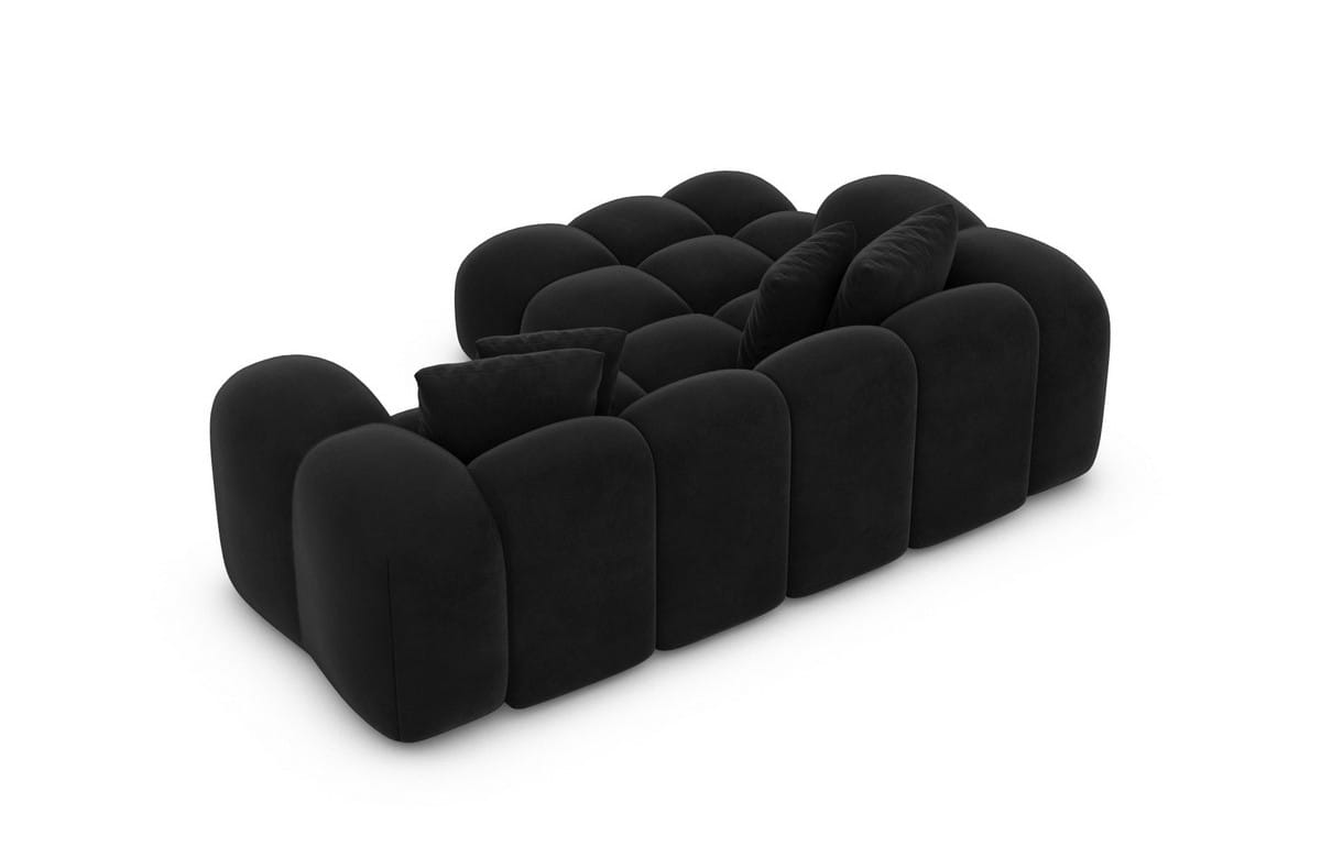 Mini Stoff Ecksofa Formentera L-Form Schwarz