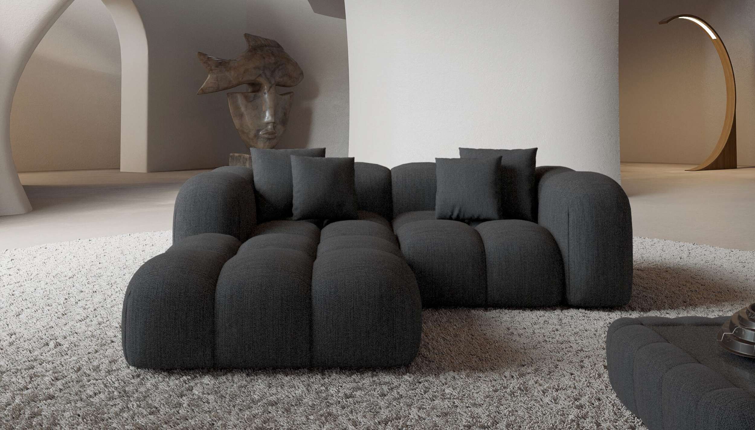 Mini Stoff Ecksofa Formentera L-Form Anthrazit